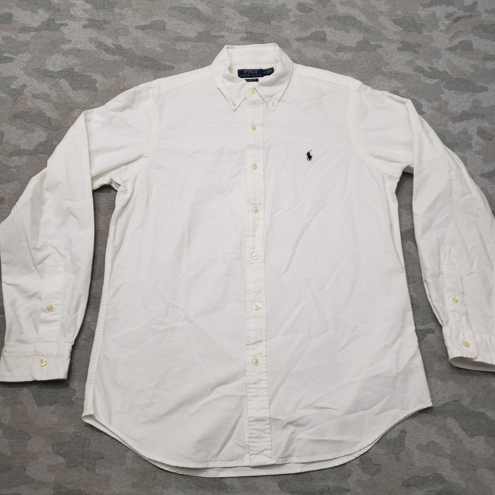 Polo Ralph Lauren Shirt Mens Medium White Classic Fit Long Sleeve Button-Up